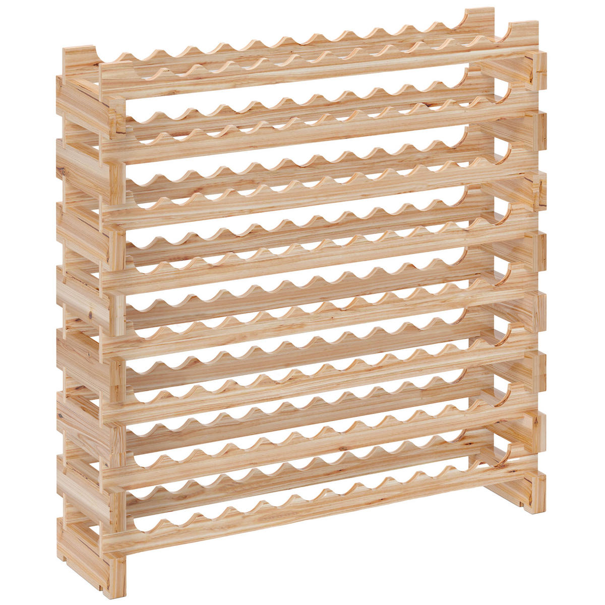 WEINREGAL, Kiefernholz, 8 Ablagen, 96 Flaschen, Holzfarbe, 114x28x113,5cm - Multicolor, Metall (114/113.5/28cm) - FORIOUS
