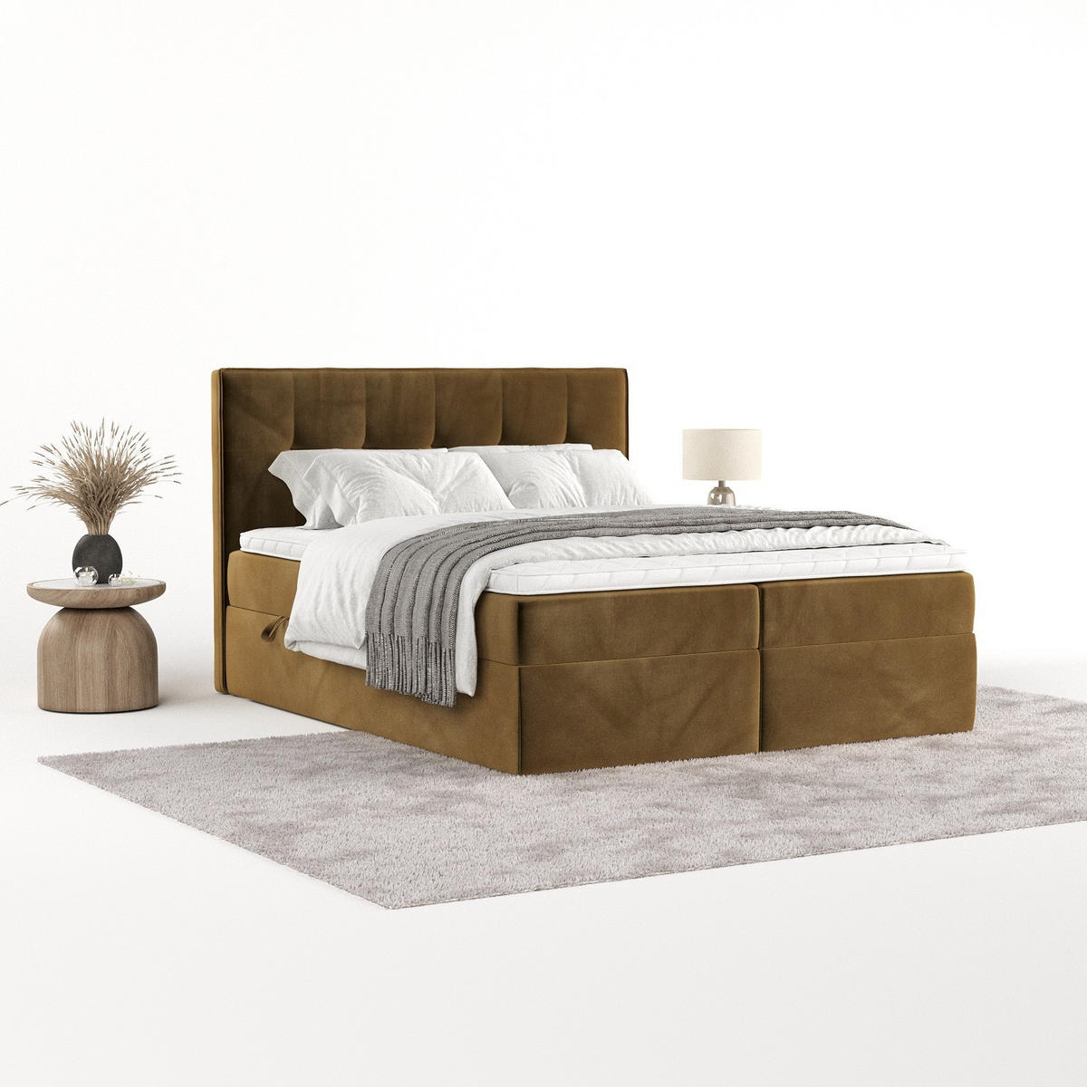 BOXBETT Mireo 180/200 cm Honiggelb im Kronos Stoff - Schwarz/Honig, Holz/Holzwerkstoff (180/200cm) - AltaBeds