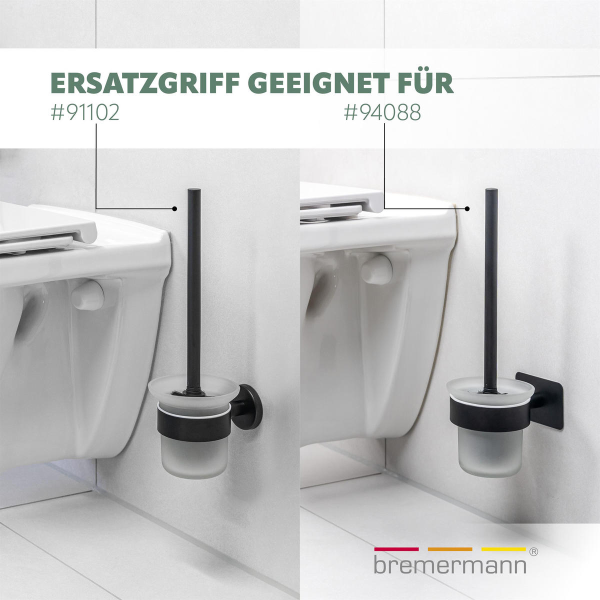 ERSATZBÜRSTENGRIFF PIAZZA BLACK, Edelstahl, schwarz - Schwarz, Metall (1.5/27cm) - bremermann