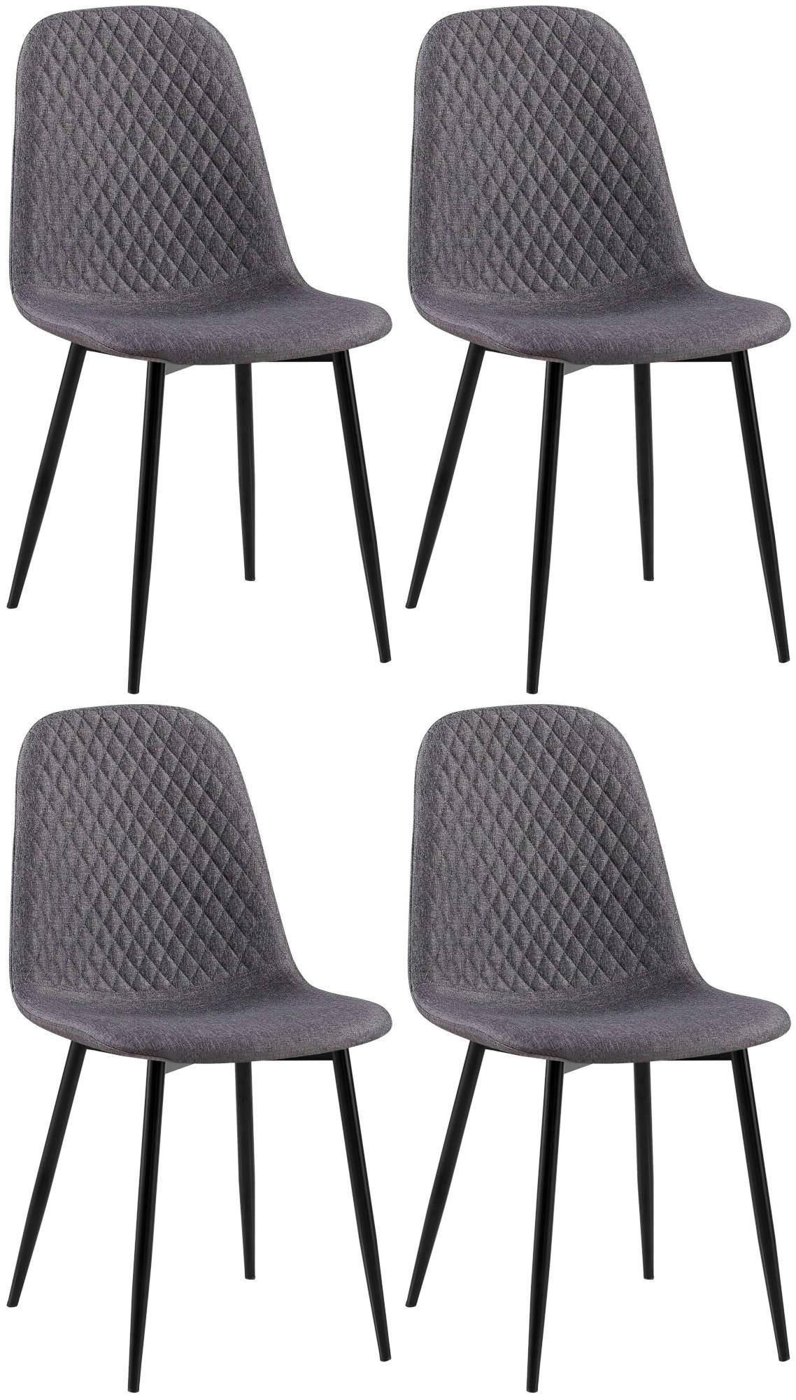 STUHL 4er Set Stoff Dunkelgrau - Dunkelgrau/Schwarz, Textil/Metall (44/88/54cm) - CLP
