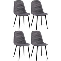 STUHL 4er Set Stoff Dunkelgrau - Dunkelgrau/Schwarz, Textil/Metall (44/88/54cm) - CLP
