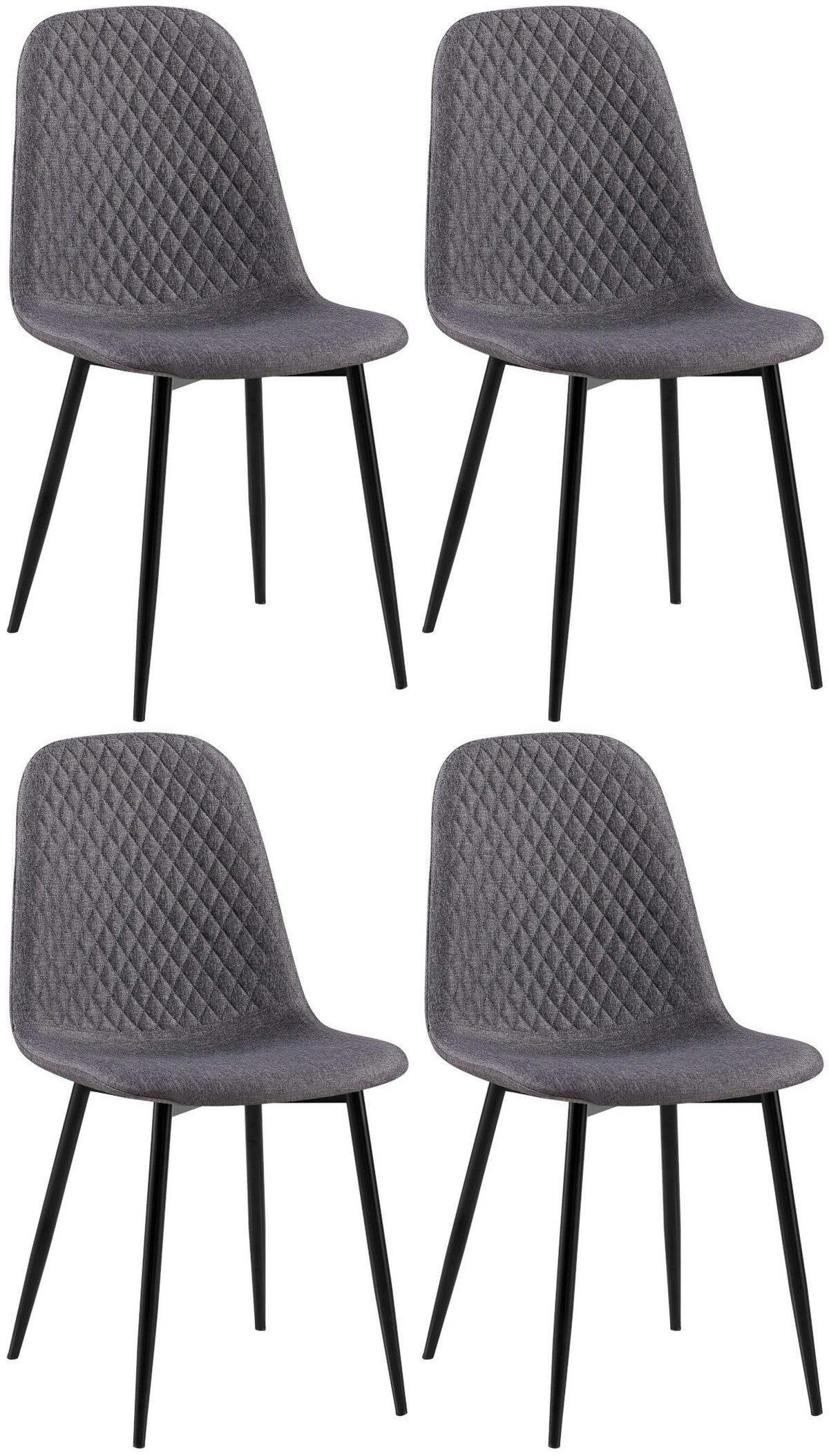 STUHL 4er Set Stoff Dunkelgrau - Dunkelgrau/Schwarz, Textil/Metall (44/88/54cm) - CLP