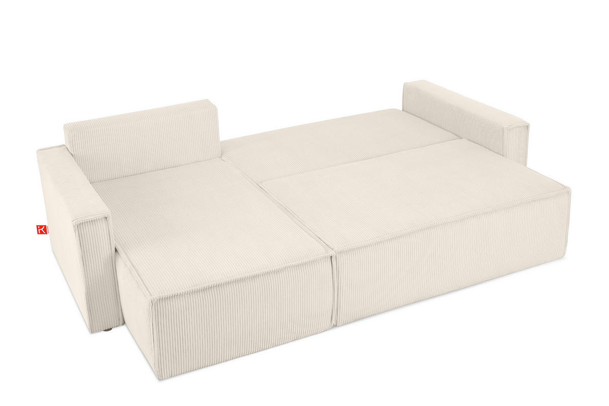 ECKSOFA-LINKS/RECHTS NAPI Schlaffunktion mit Cordbezug, beige - Ecru/Schwarz, Textil (246/148cm) - KONSIMO®