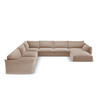 PANORAMASOFA links Kaelle aus Samt beige 8 Sitzplätze - Beige, Textil (284/85/384cm) - Micadoni