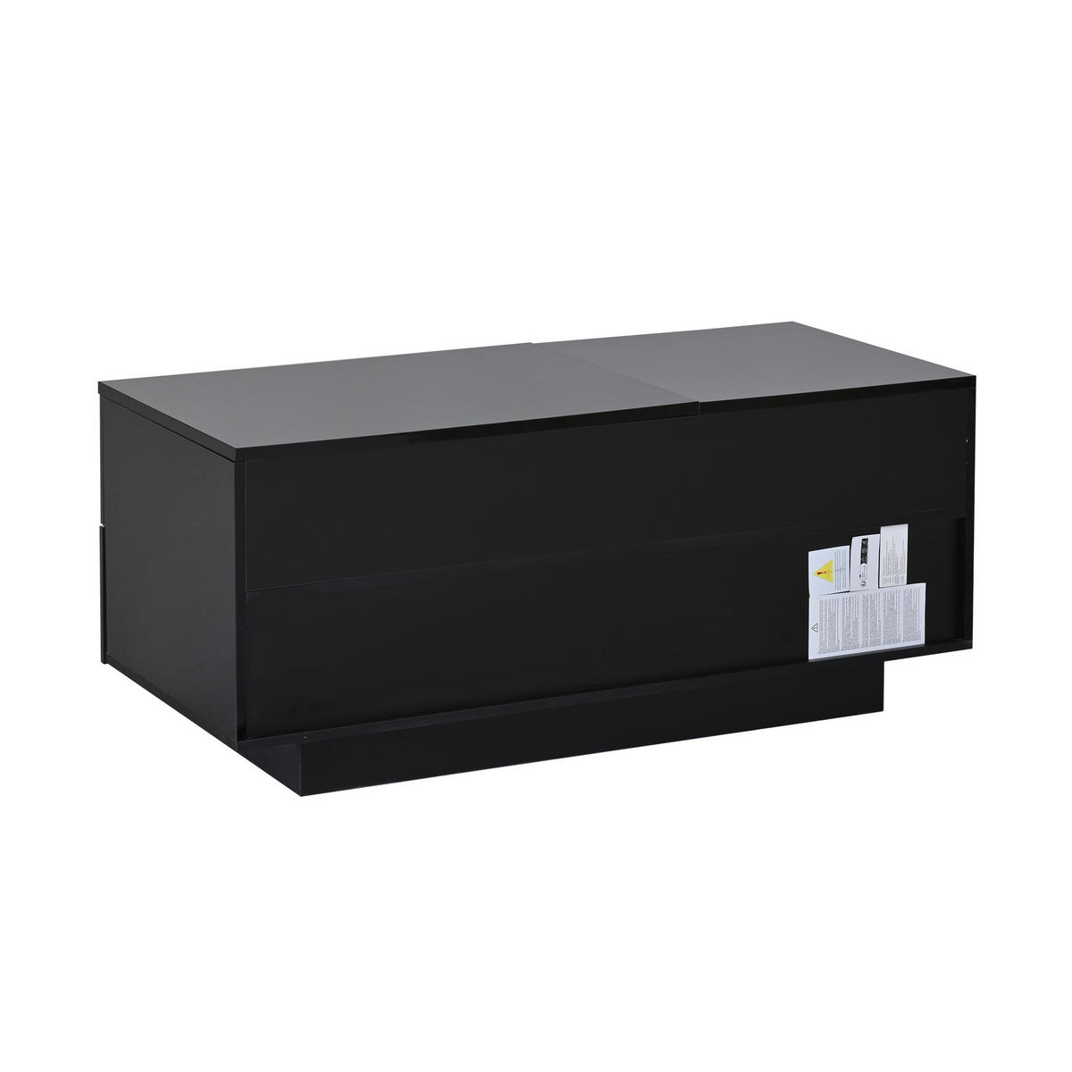 COUCHTISCH höhenverstellbar Schwarz LED 2 Schubladen 100/45/43 cm - Schwarz, Holzwerkstoff (100/45/43cm)