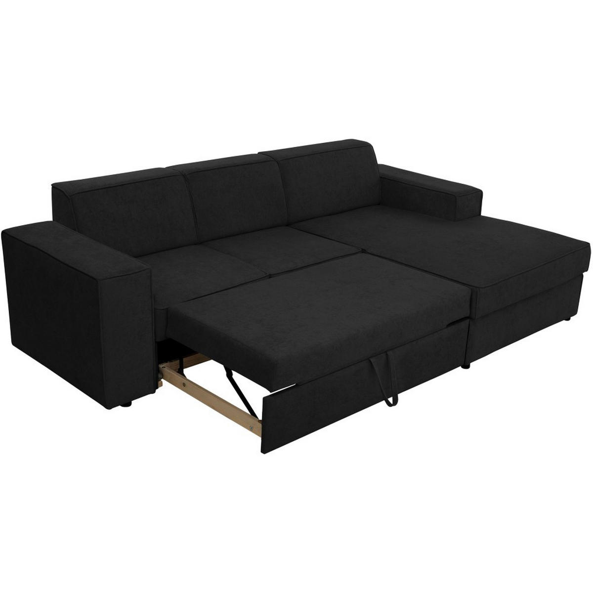 ECKSCHLAFSOFA mit Schlaffunktion Pedro L schwarz rechts - Schwarz, Kunststoff/Textil (267/160cm) - Beautysofa