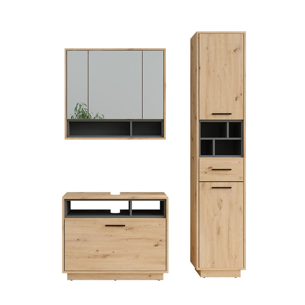 KOUPELNOVÝ NÁBYTEK Beatrice Dub Artisan/antracit - antracitová/dub artisan, kompozitní dřevo (80/64/35cm) - Vicco