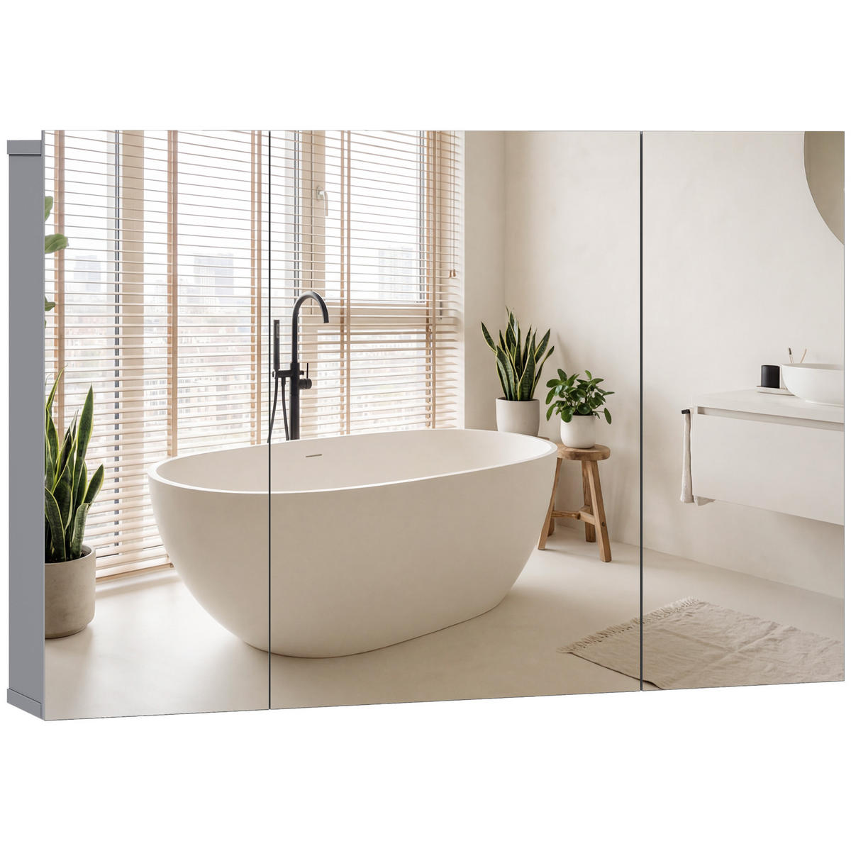 SPIEGELSCHRANK Grau 90/15/60 cm - Grau, Holzwerkstoff (90/60/15cm) - PANGIVO