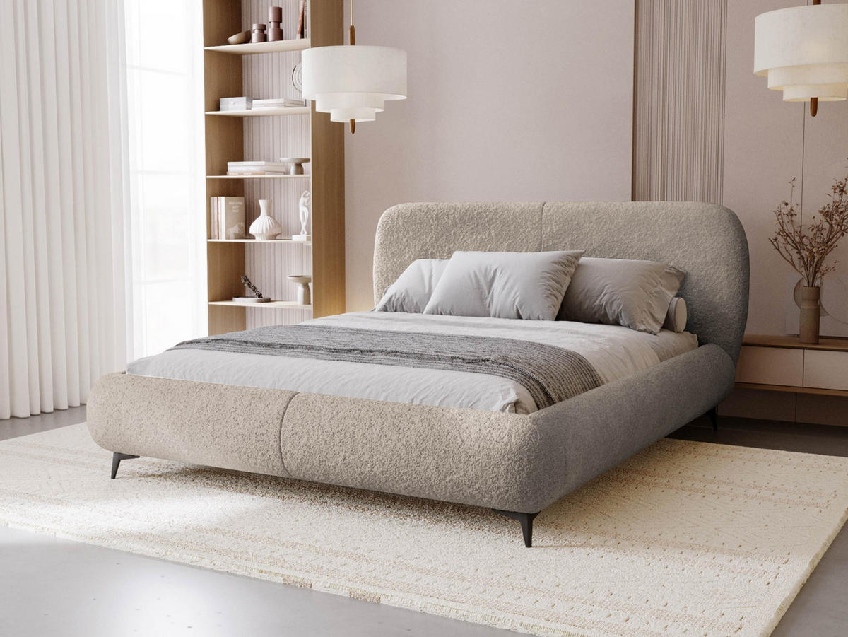 POLSTERBETT Moe - Hellbraun/Schwarz, Holz/Holzwerkstoff (180/200cm) - MIRJAN24