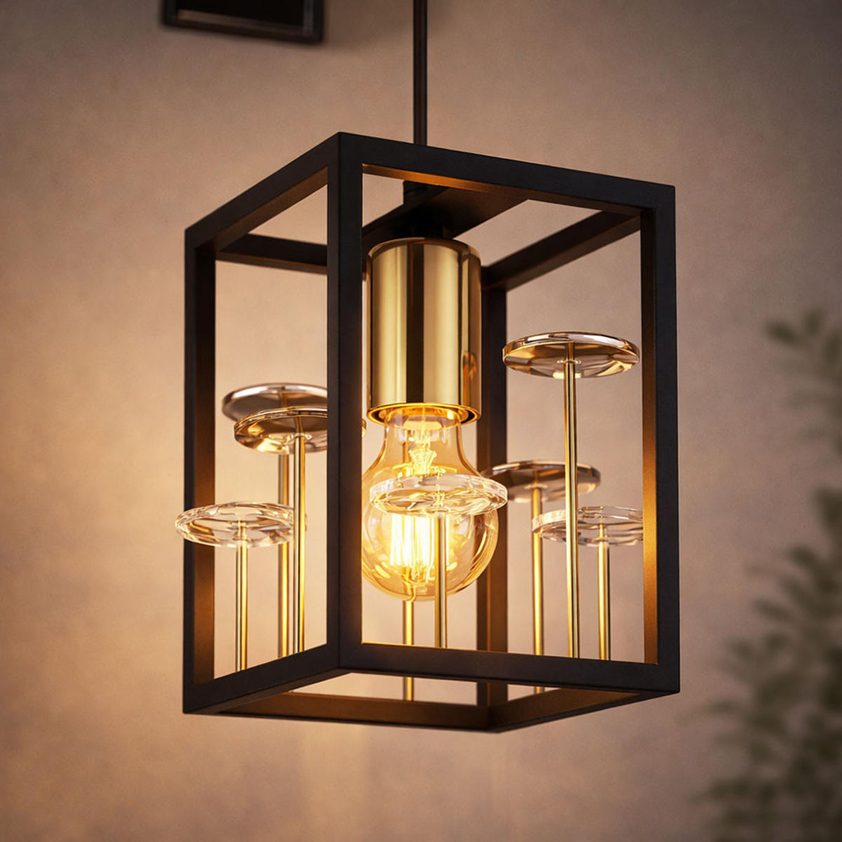 LED HÄNGELEUCHTE Kristalle Schwarz Gold Rauch - Schwarz, Metall (15/15/120cm) - Globo Lighting