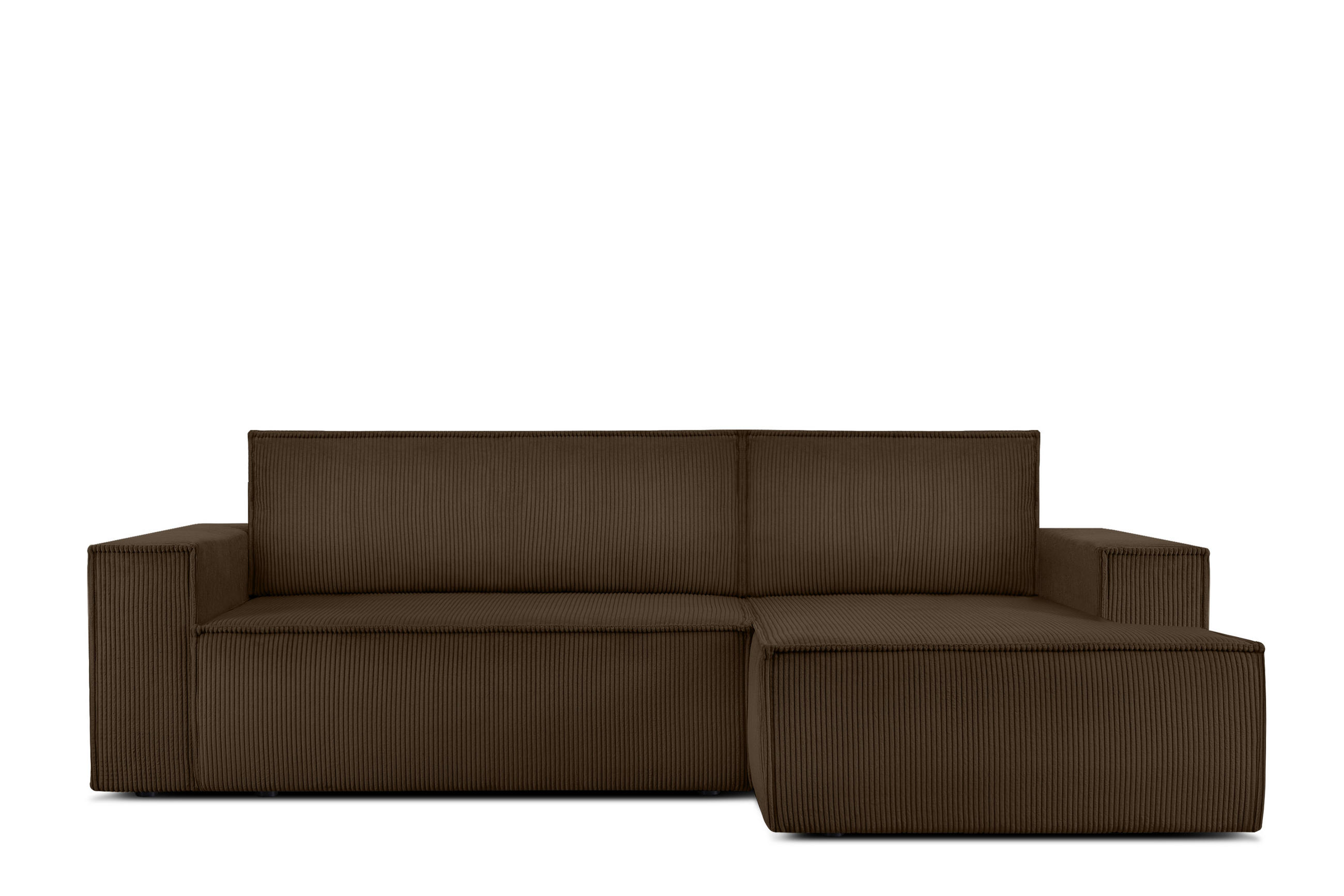 ECKSCHLAFSOFA-RECHTS NAPI in Pet Friendly Cord-Stoff, dunkelbraun - Dunkelbraun/Schwarz, Textil (262/148cm) - KONSIMO®
