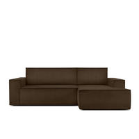 ECKSCHLAFSOFA-RECHTS NAPI in Pet Friendly Cord-Stoff, dunkelbraun - Dunkelbraun/Schwarz, Textil (262/148cm) - KONSIMO®