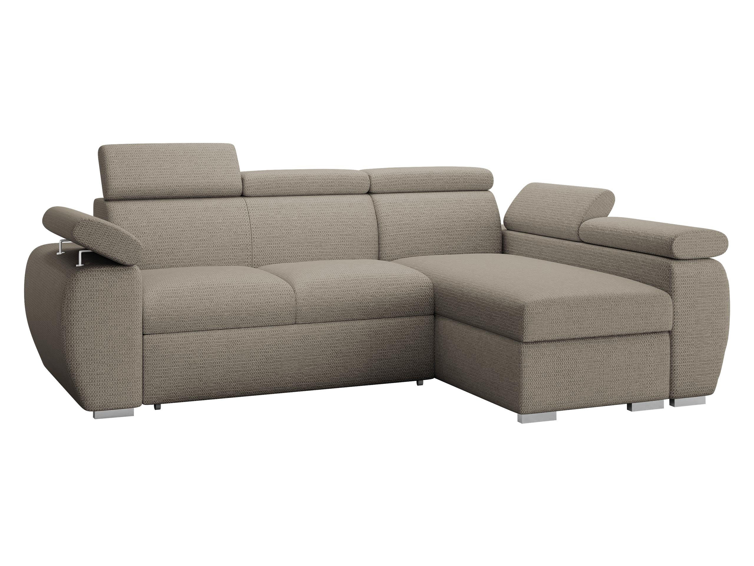 ECKSOFA Boston Mini, Seite: Rechts - 2R+LC - Chromfarben/Hellbraun, Holz/Textil (255/170cm) - MIRJAN24
