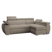 ECKSOFA Boston Mini, Seite: Rechts - 2R+LC - Chromfarben/Hellbraun, Holz/Textil (255/170cm) - MIRJAN24