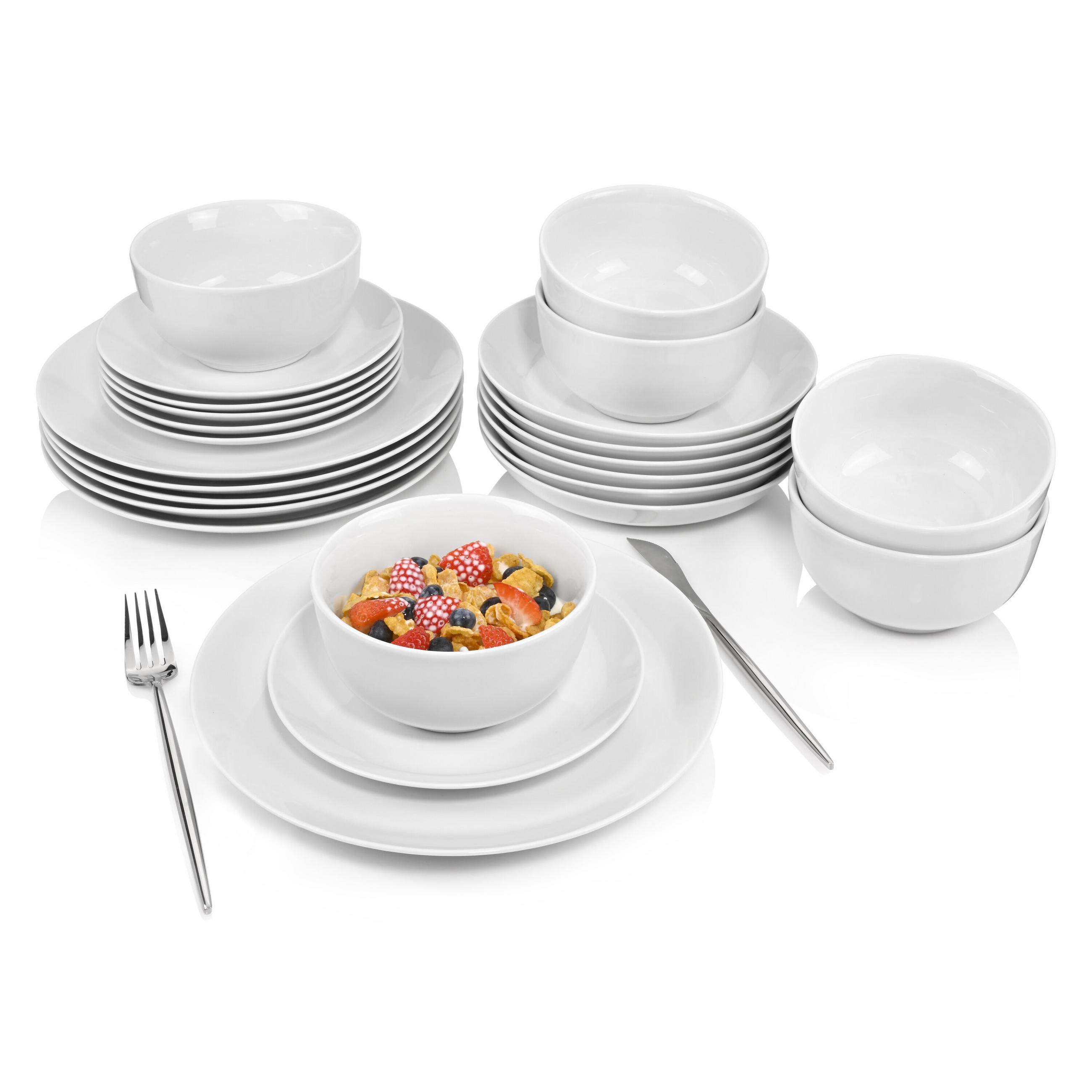 TAFELSERVICE NEW PORT - 24 teilig aus Porzellan - Weiß, Keramik (33/32/46cm) - Sänger