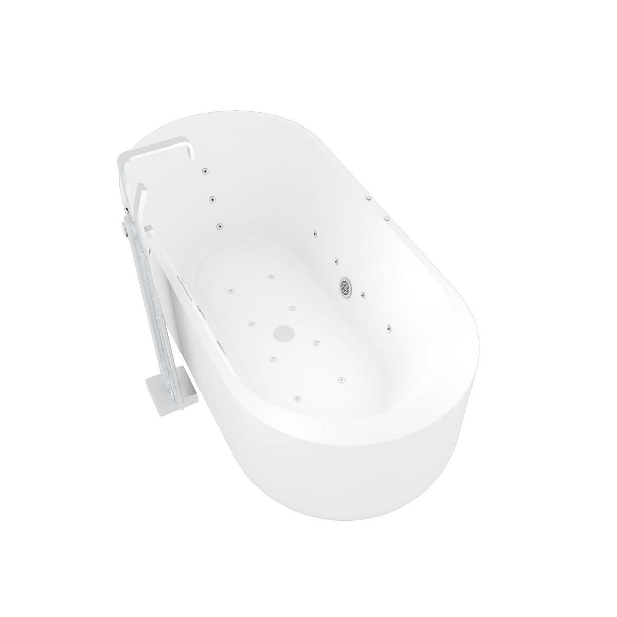 FREISTEHENDE Badewanne F26 170 Whirlpool Luft & Wasser Armatur AF05 - Weiß, Glas/Kunststoff (80/58/170cm) - AcquaVapore by Sandra Jentho