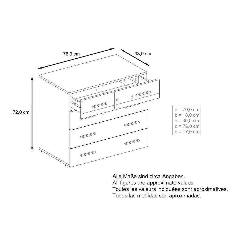 Thumbnail - Vladon Kommode, Bordeaux, Holzwerkstoff, 76x72x35 cm, Wohnzimmer, Kommoden & Sideboards, Kommoden