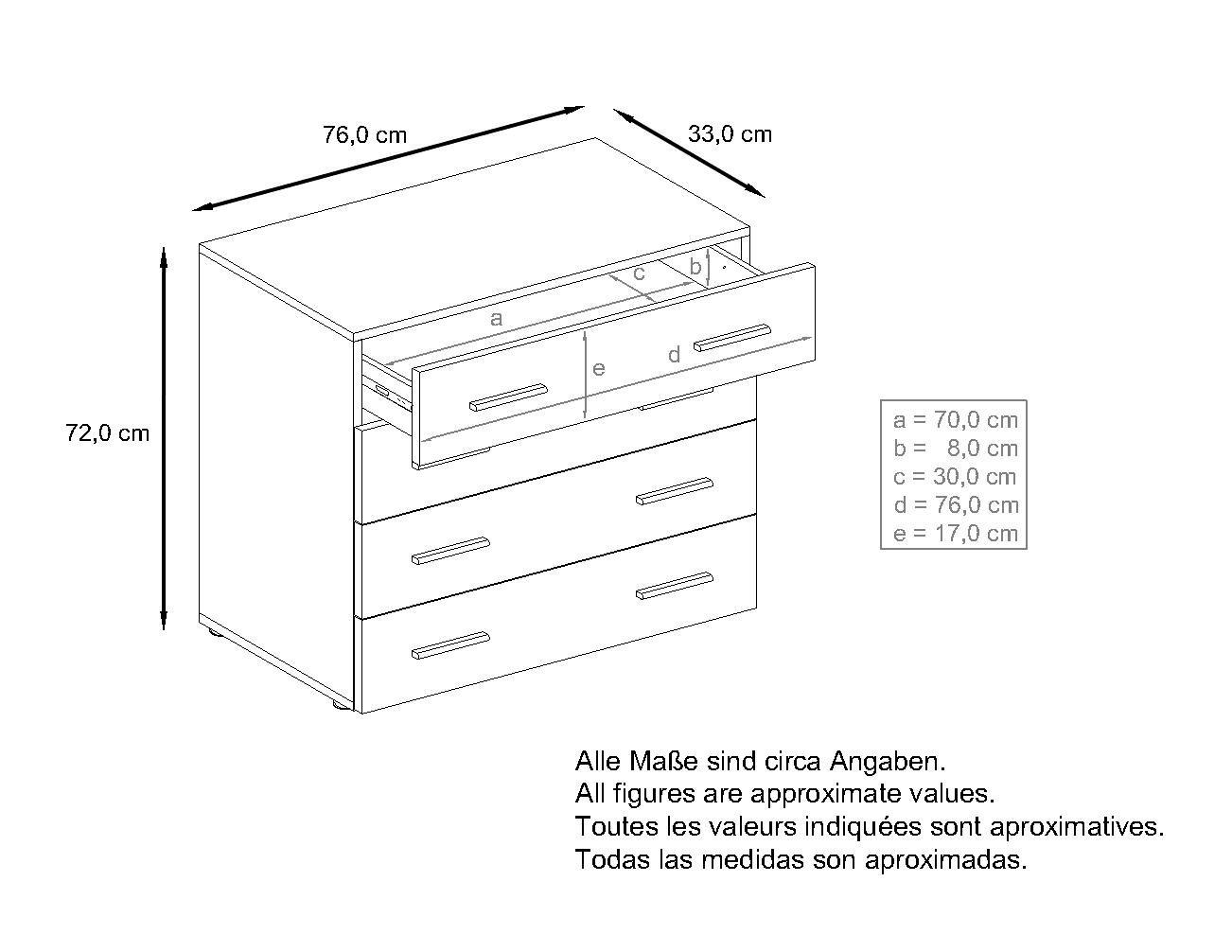 Thumbnail - Vladon Kommode, Brombeere, Holzwerkstoff, 76x72x35 cm, Wohnzimmer, Kommoden & Sideboards, Kommoden