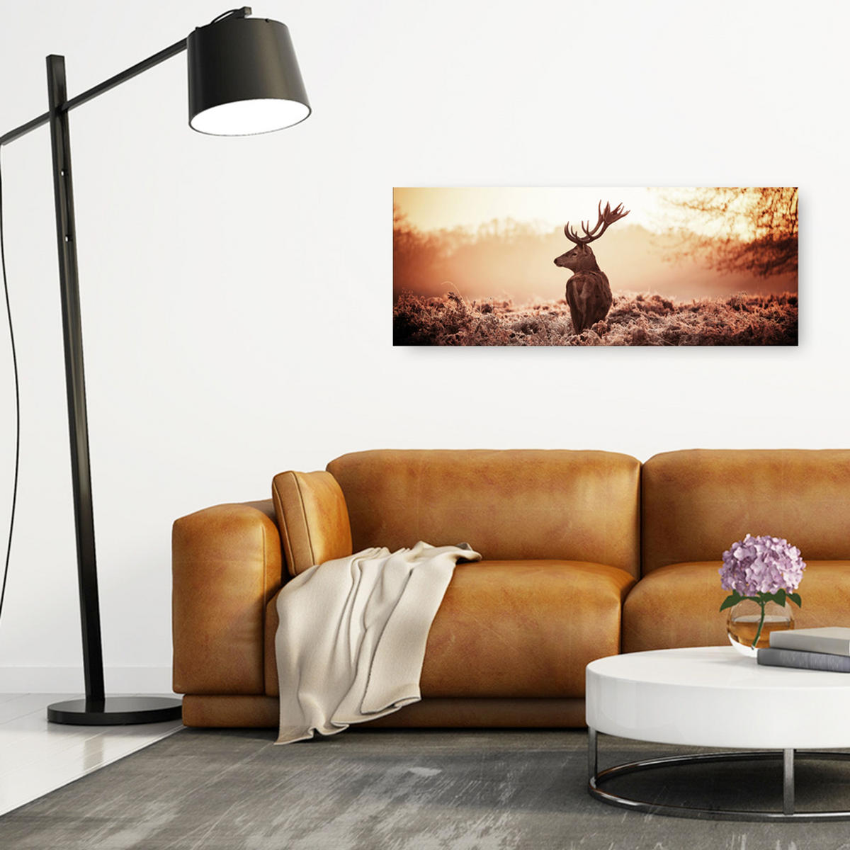 GLASBILD 80x30 cm Hirsch Natur - Gelb, Glas (80/30cm) - artissimo