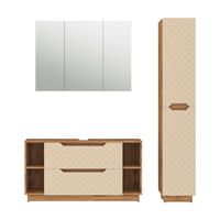 BADMÖBEL-SET Lotta Eiche/Kaschmir mit Kachelstruktur 3 Teile - Kaschmir/Eichefarben, Holzwerkstoff (119.2/62.5/35cm) - Vicco