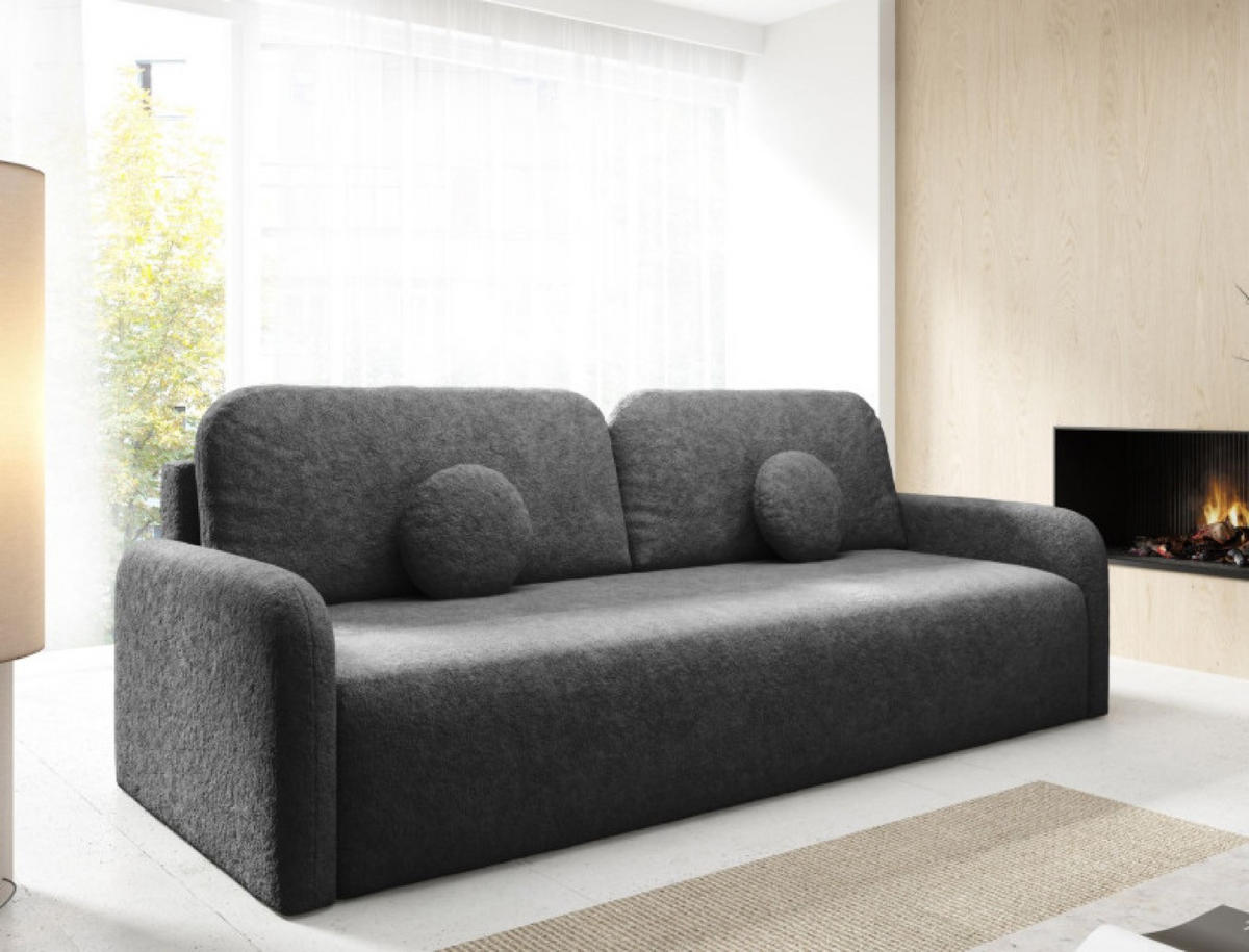 SOFA Grafit RAVI Mit Bettkasten Fredo 40 - Graphitfarben, Textil (218/90/88cm) - Sepro Meble