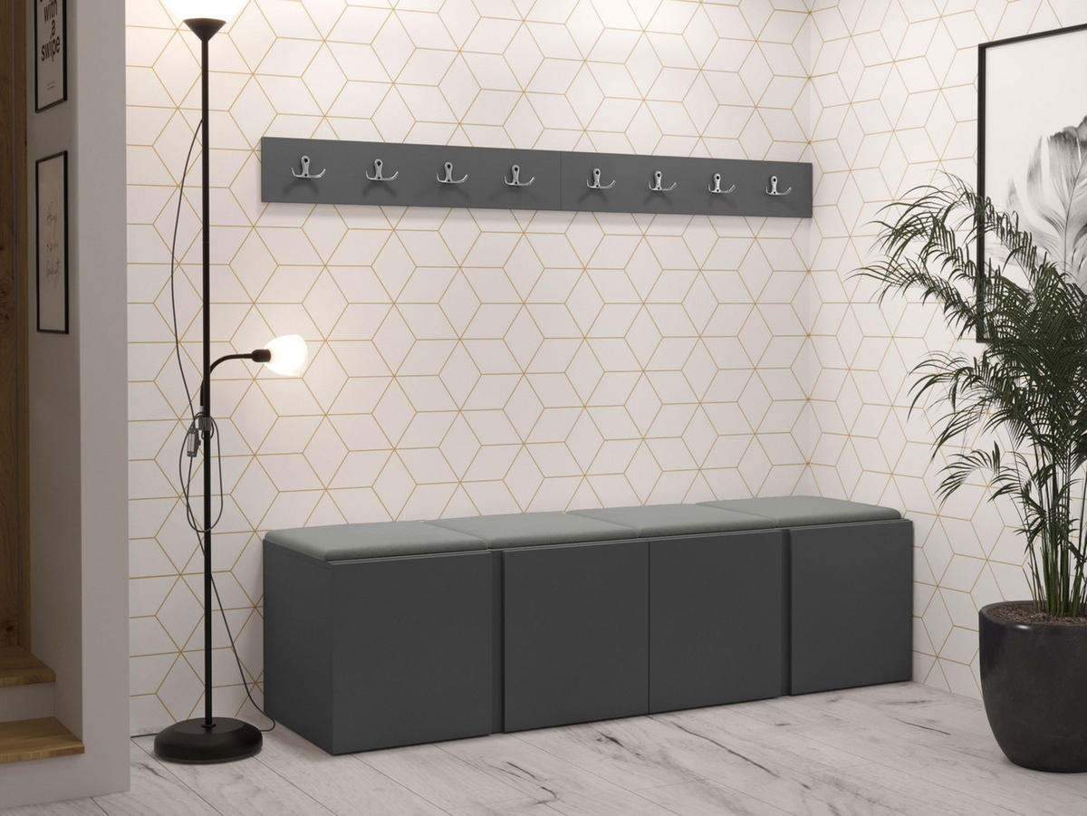 GARDEROBEN-SET Orion VII - Graphitfarben/Grau, Holzwerkstoff/Kunststoff (168/42/46cm) - MIRJAN24