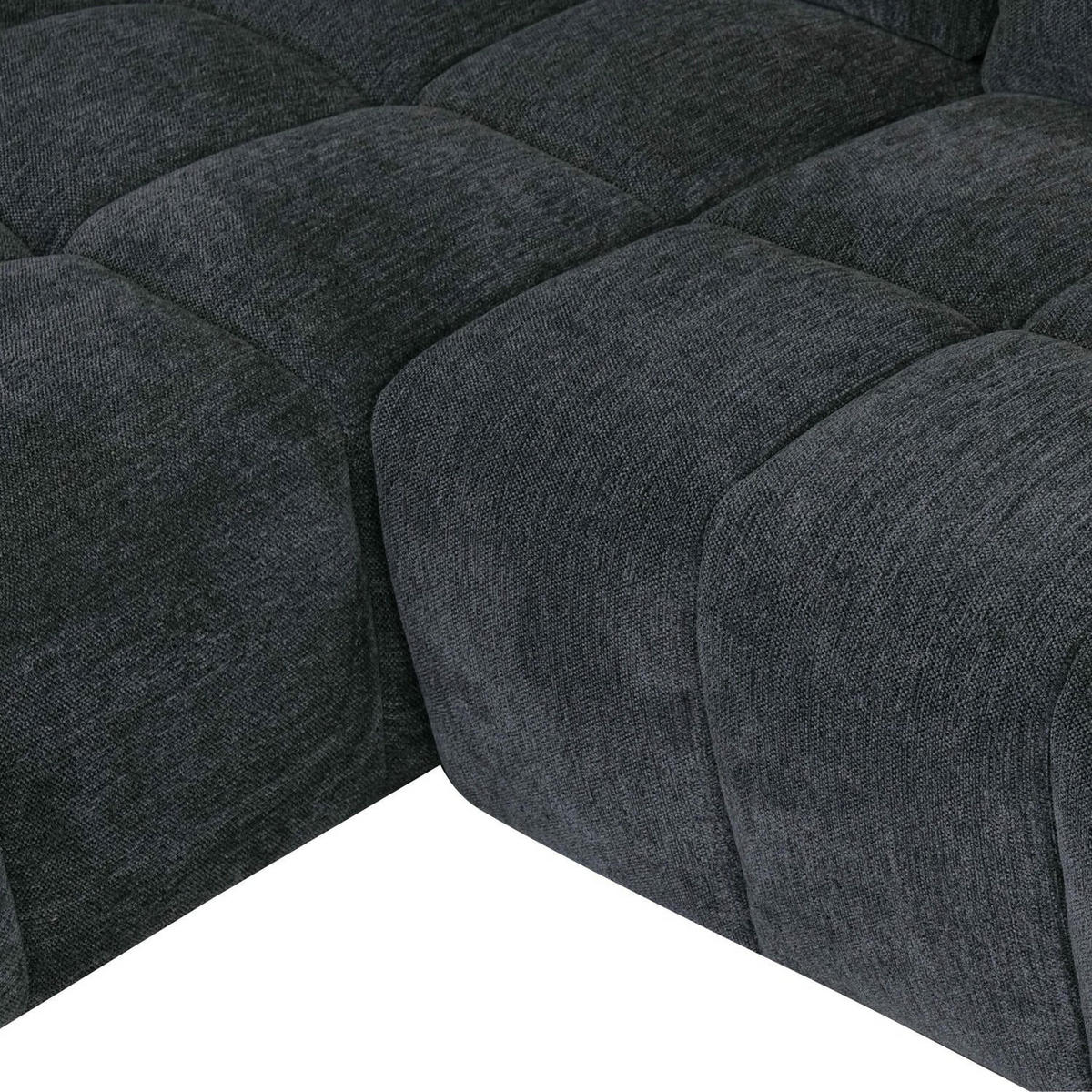 ECKSOFA Webstoff Grau - Schwarz/Grau, Textil/Metall (268/156cm) - Furnhouse