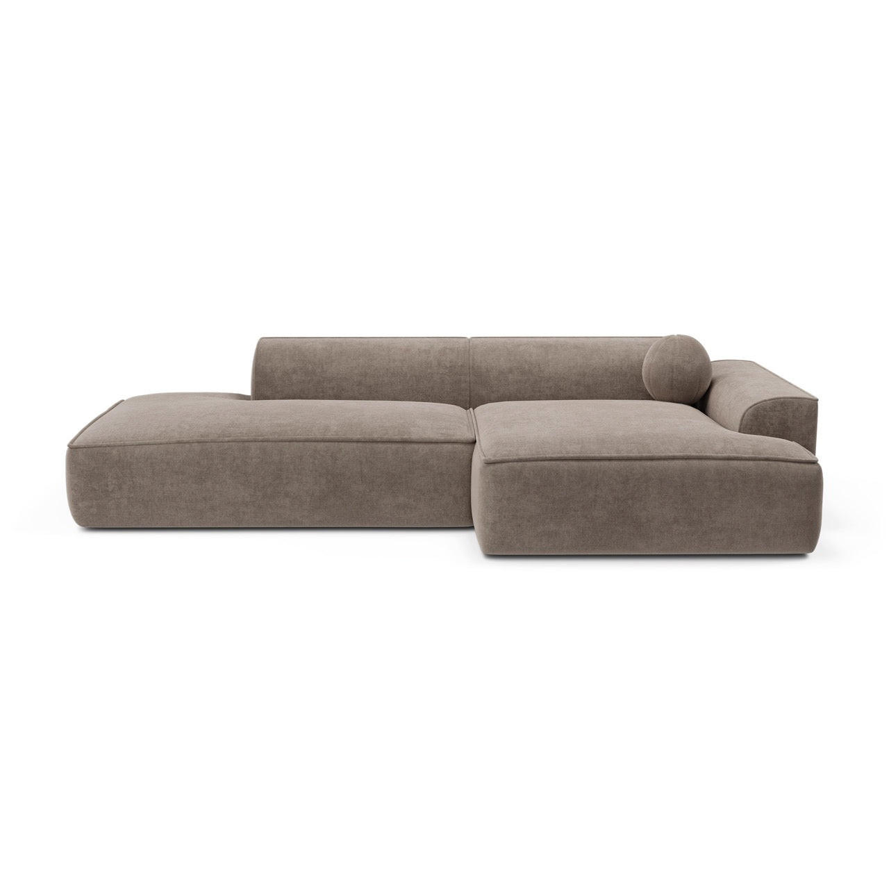 ECKSOFA RECHTS Samt Taupe 300cm - Taupe, Textil (300/155cm) - Sia Home