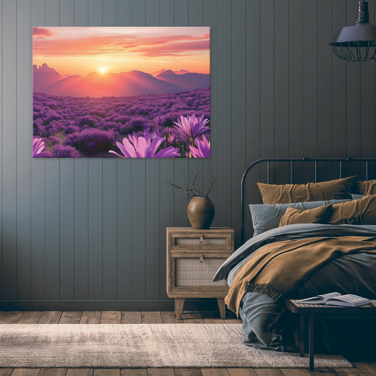 WANDBILD Berge Natur Landschaft Modern 120x80 - Multicolor, Holzwerkstoff (120/80cm) - Wallarena
