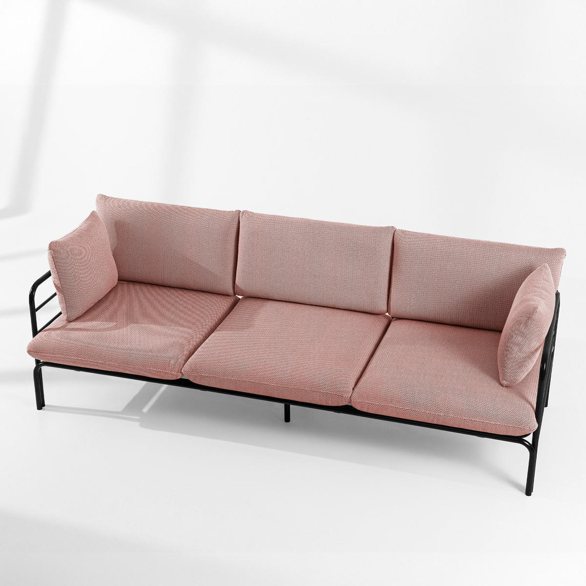 GARTENSOFA RAMBE 3-Personen mit Kissen, Anthrazit - Anthrazit/Rot, Textil/Metall (225/80/80cm) - KONSIMO®