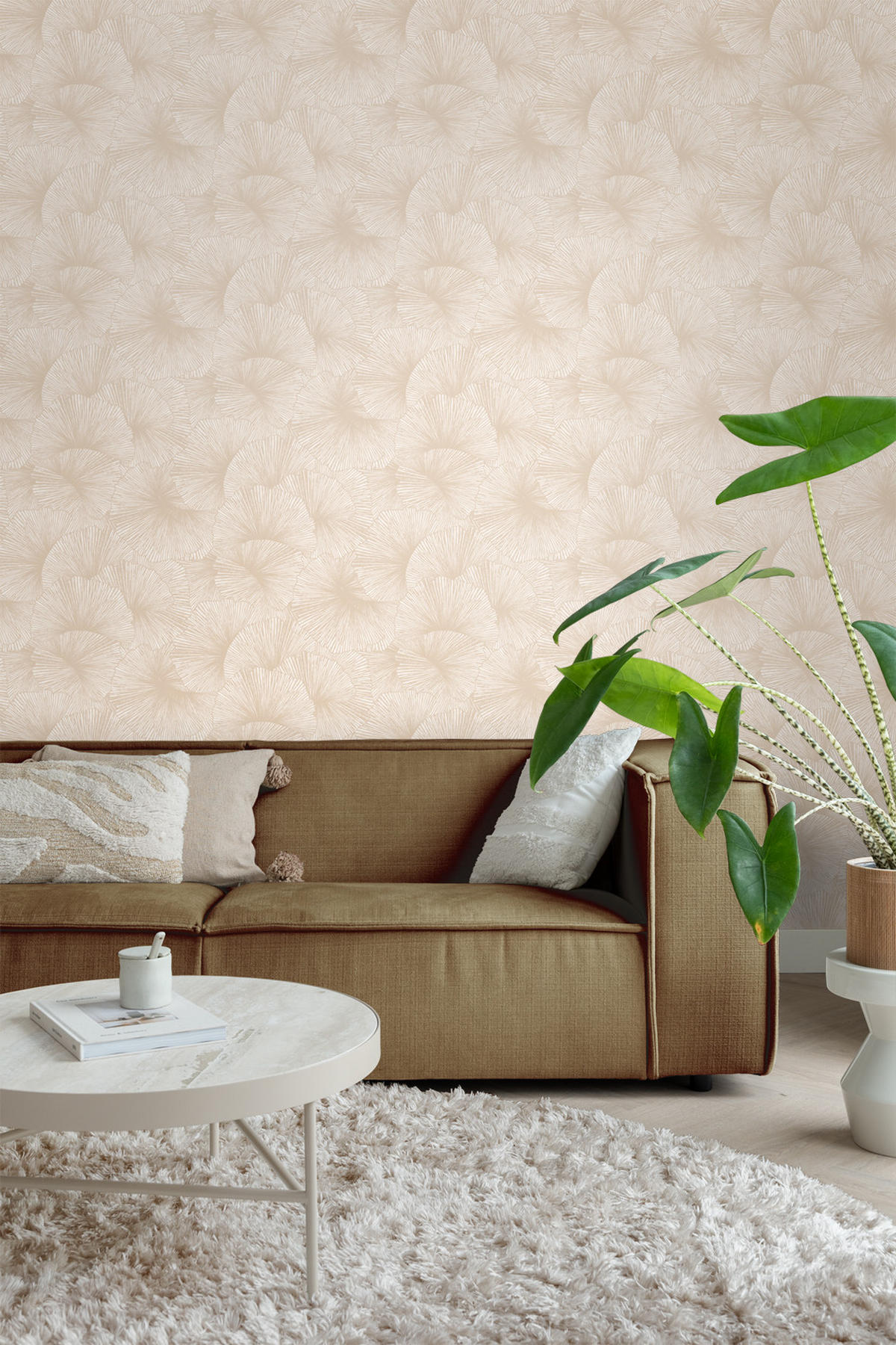 TAPETE 3D Muster Blätter 53 cm x 10.05 m - Beige, Papier (53/1000cm) - ESTAhome