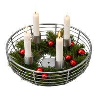 ADVENTSKRANZ Silber Metall 4 Kerzenhalter 6x20,5 cm - Silberfarben, Metall (6cm) - Relaxdays