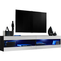 WOHNWAND TIVOLI SET4-BLACK/WHITE+BLU Offener Raum Schwarz Weiß - Schwarz/Weiß, Holzwerkstoff/Kunststoff (200/41/35cm) - Komodee