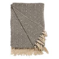 DECKE Berber 130x180 cm, 100% Baumwolle, Dunkelgrau-Weiß - Dunkelgrau, Textil (130/180cm) - Au Maison