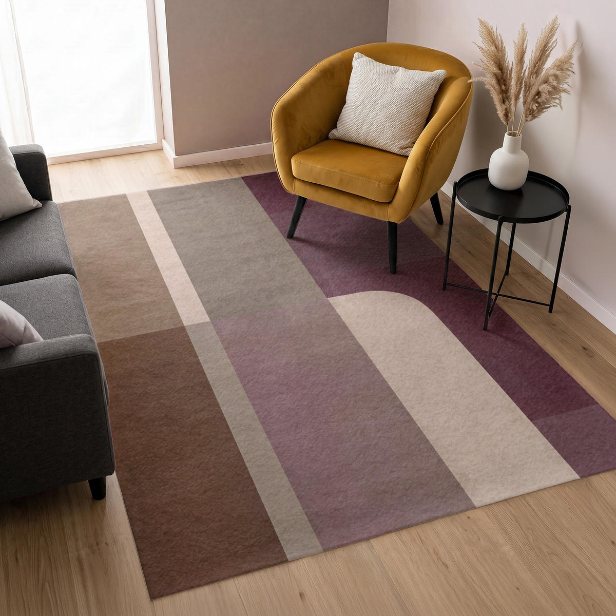 KOBERCE - Roviny - abstraktné - Bordeaux - línie - 140x200 cm - viacfarebná, textil/plast (140/0.4cm) - OnlyWow