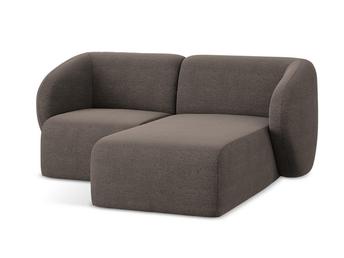 ECKSOFA Rechts Bouclé Stoff Braun - Schwarz/Mokka, Holzwerkstoff/Kunststoff (178/166cm) - Makamii