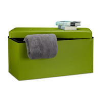 SITZBANK Stauraum - Grün, Holzwerkstoff/Kunststoff (38/38/76cm) - Relaxdays