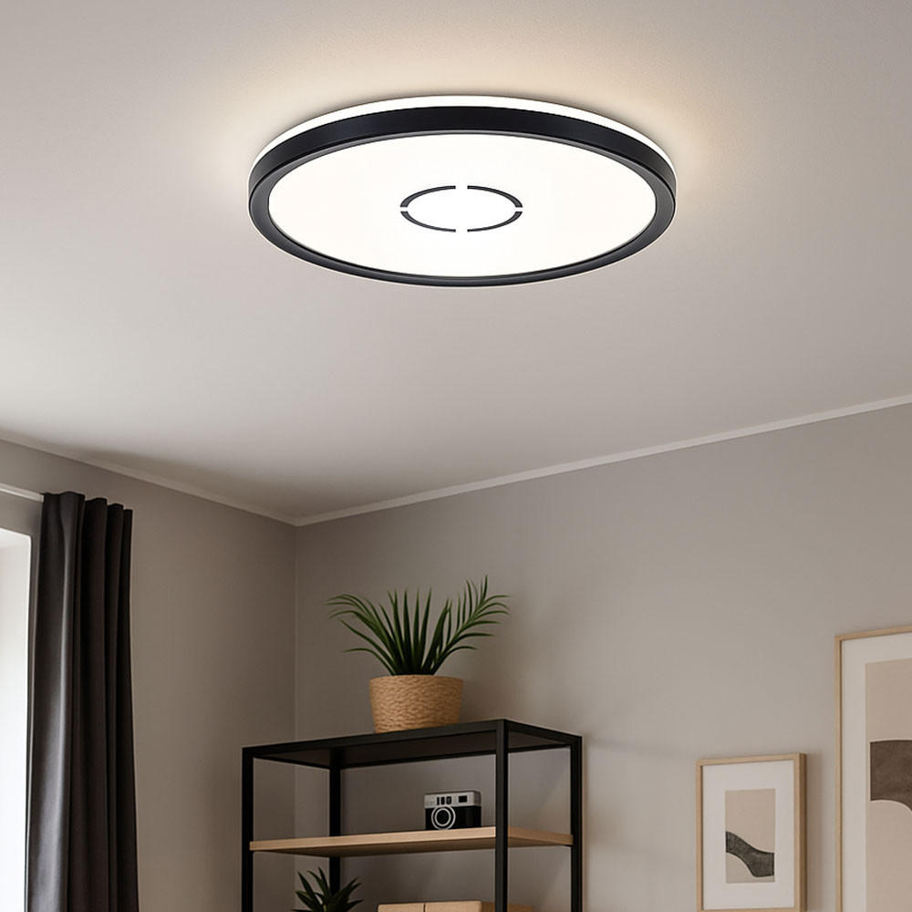 LED DECKENLEUCHTE Schwarz Backlight - Schwarz, Kunststoff (29.3/29.3/2.8cm) - Briloner