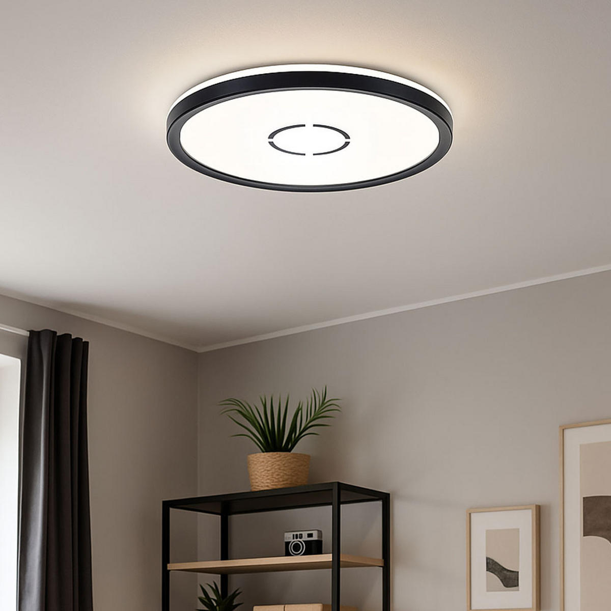 LED DECKENLEUCHTE Schwarz Backlight - Schwarz, Kunststoff (29.3/29.3/2.8cm) - Briloner