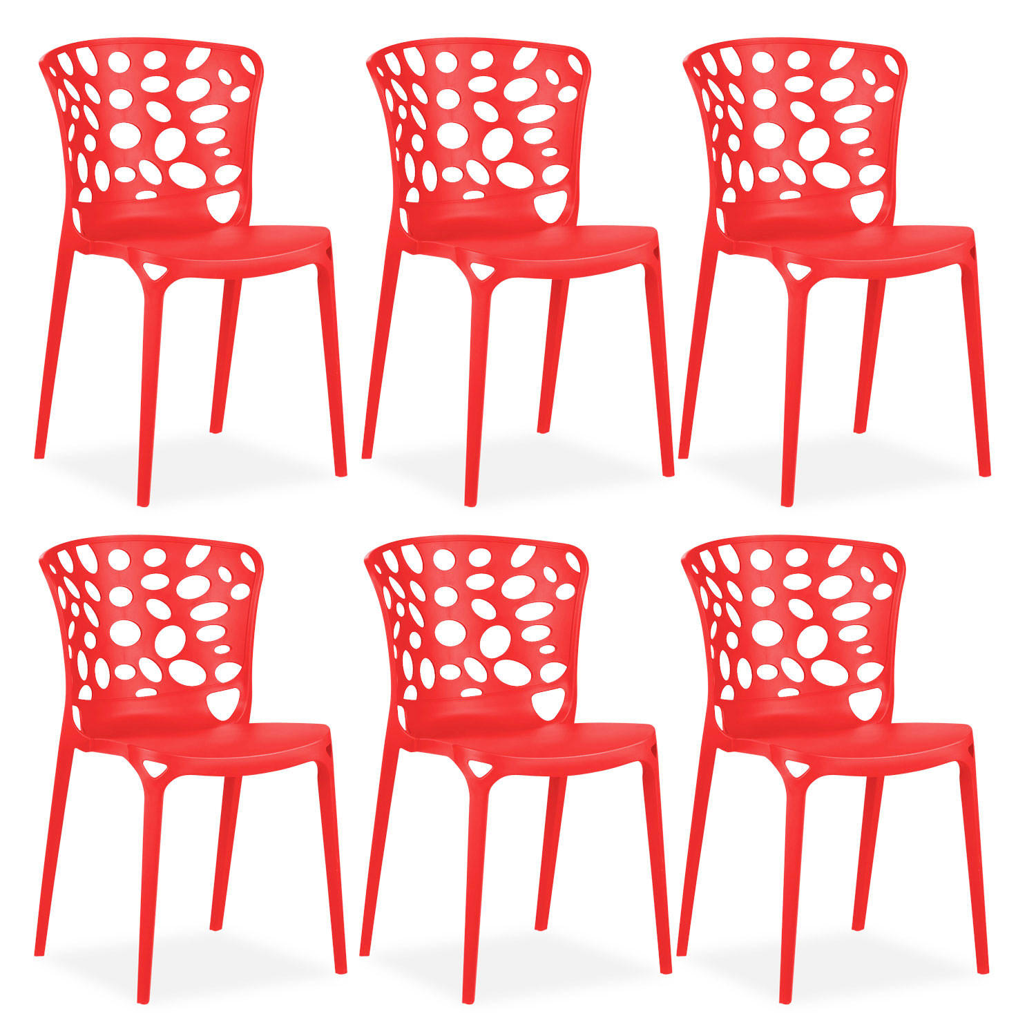 GARTENSTUHL 6er-Set Kunststoff Rot - Rot, Kunststoff (47/83/47cm) - Homestyle4u