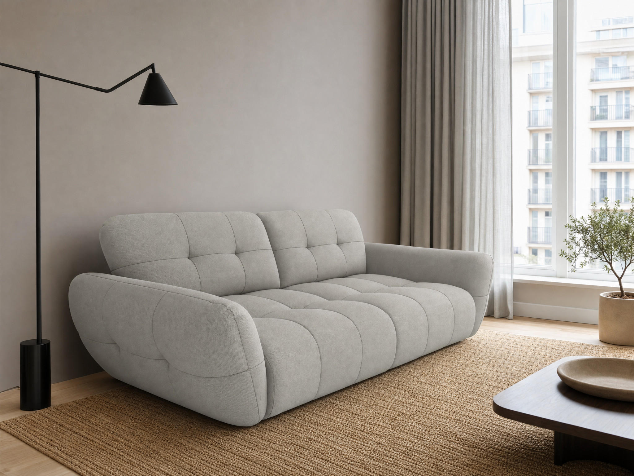 BIGSOFA Vannes Chenille Silber 272/134/68 cm - Silberfarben, Kunststoff/Textil (272/68/134cm) - foamnova