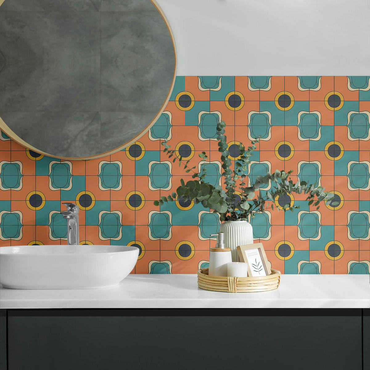 WANDPANEEL 120x60 cm selbstklebend Retrovia - Dunkelorange, Kunststoff (60/1.6/120cm) - Wallfluent