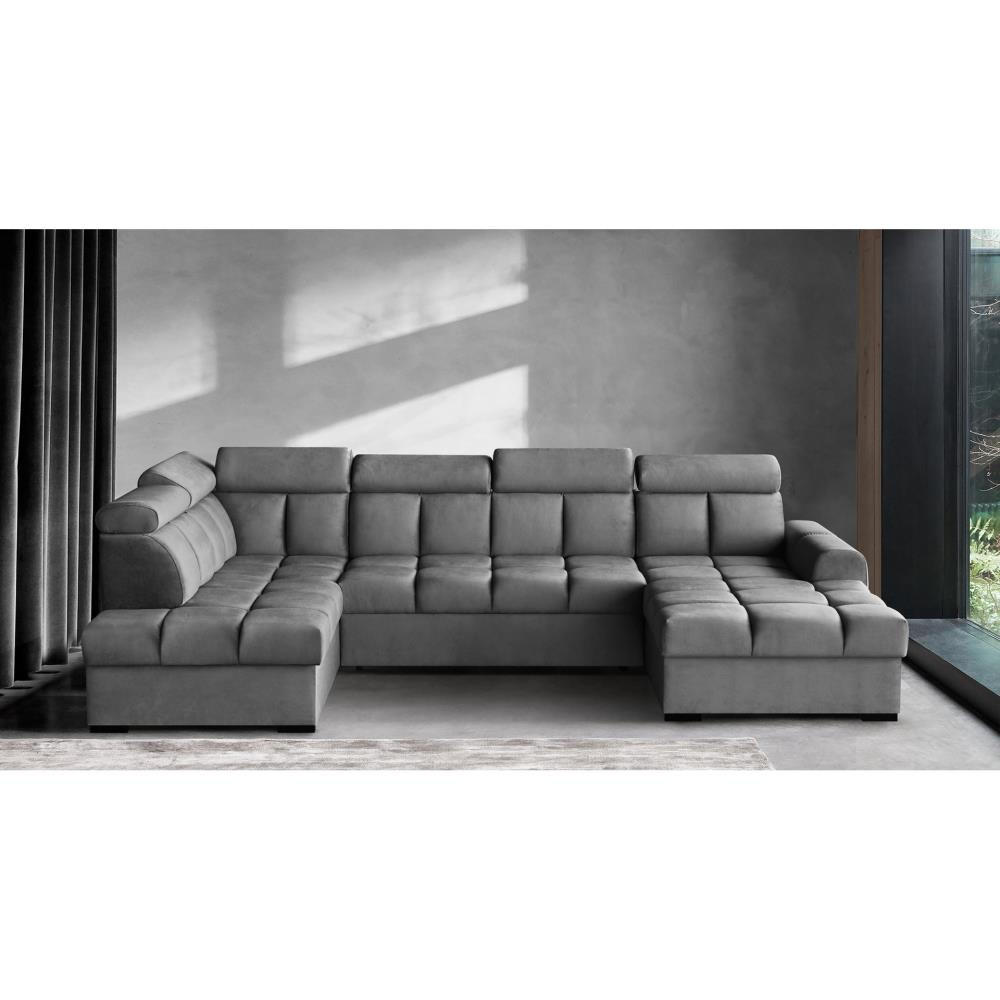 WOHNLANDSCHAFT Gomez U mit Schlaffunktion grau links - Grau, Textil (330/102/195cm) - Beautysofa