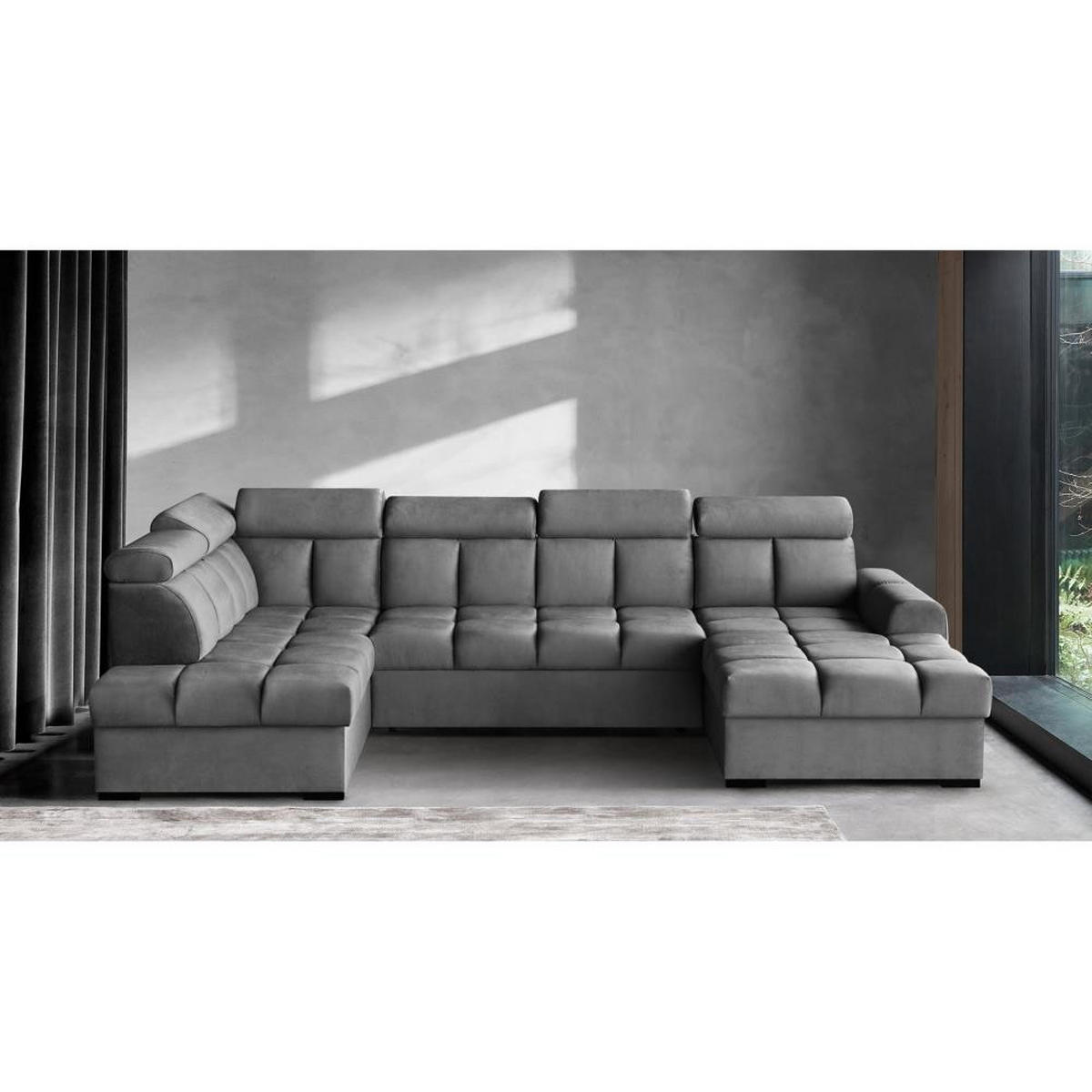 WOHNLANDSCHAFT Gomez U mit Schlaffunktion grau links - Grau, Textil (330/102/195cm) - Beautysofa