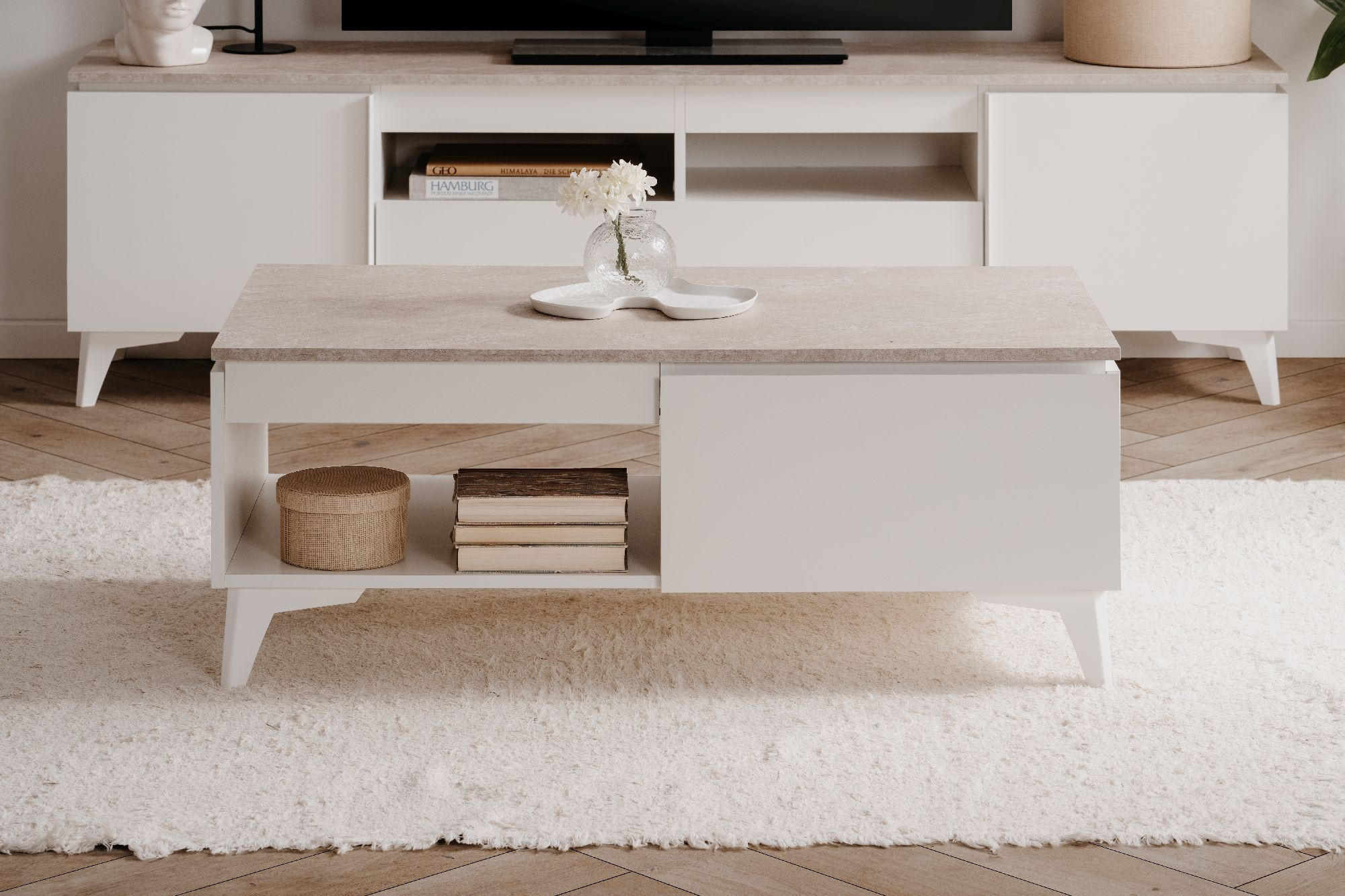 COUCHTISCH Bertrix 55/100/40 cm - Weiß, Holzwerkstoff (55/100/40cm) - Finori GmbH