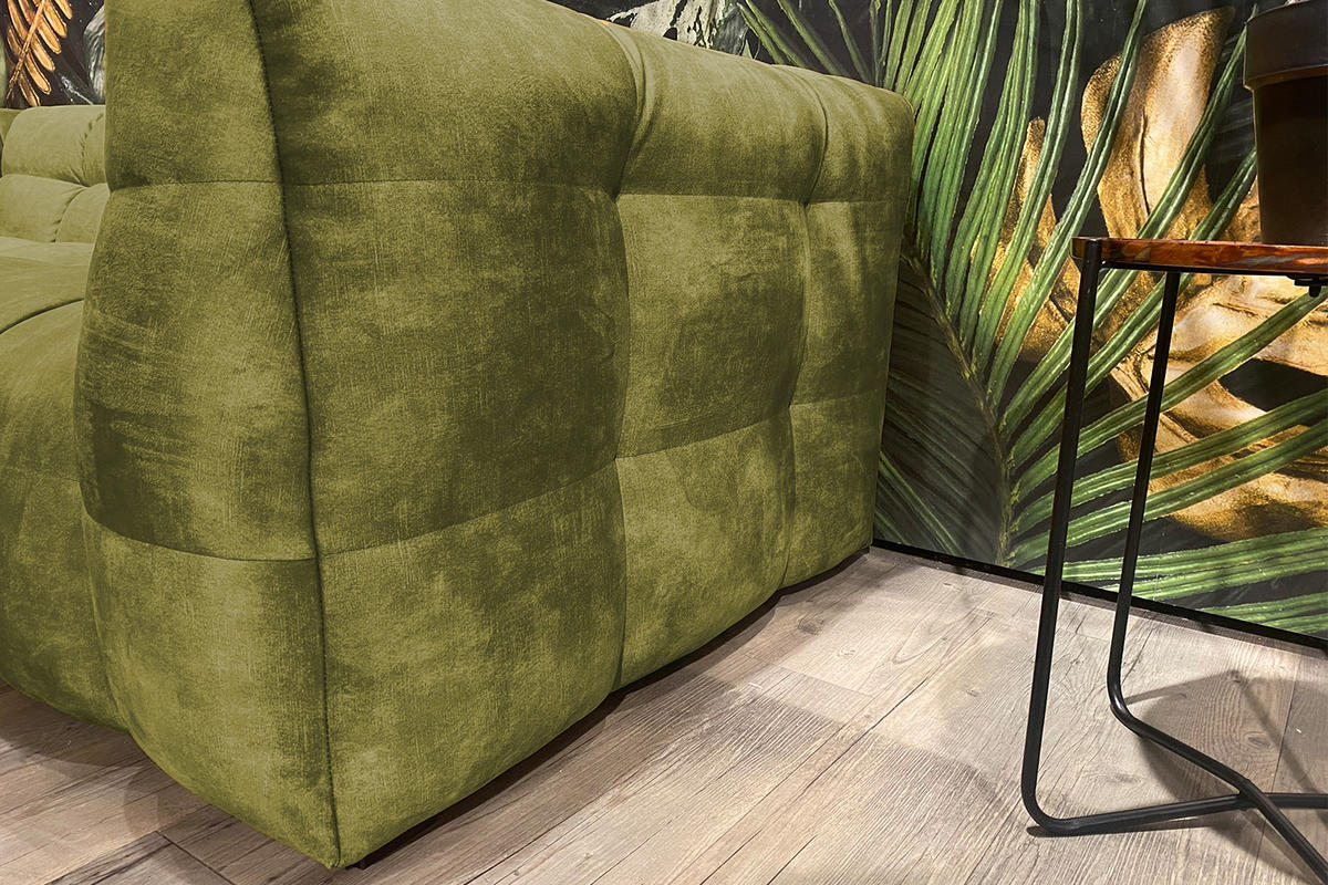SOFA RIO Grün Velvet - Schwarz/Grün, Textil (282/68/105cm) - KAWOLA