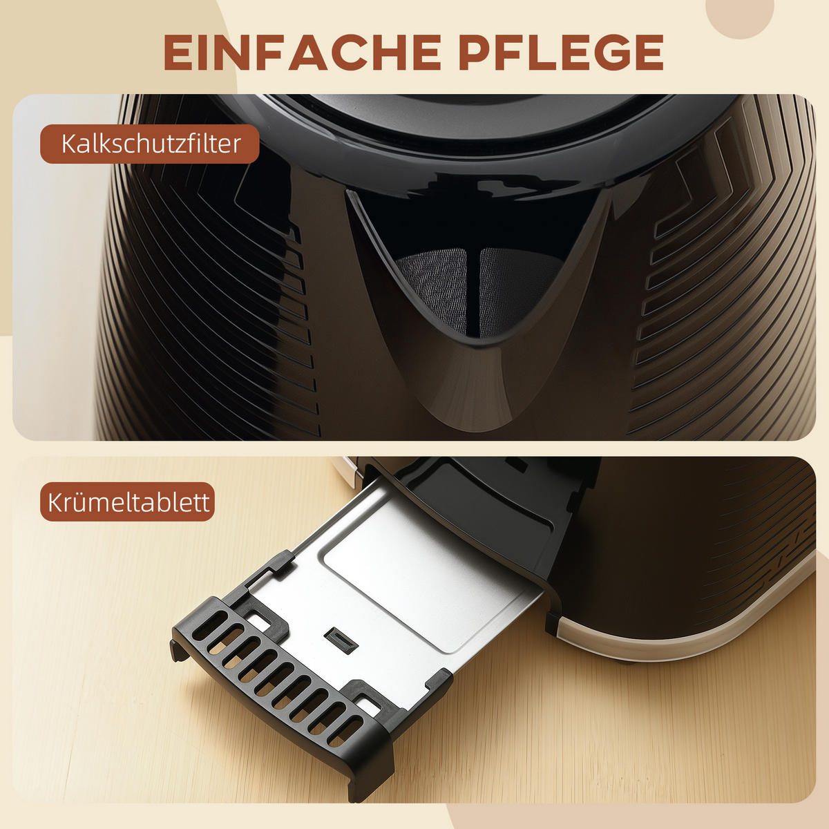 TOASTER mit Wasserkocher DE-07884 Schwarz - Schwarz, Metall (16.7/23.2/22.2cm) - ComfortXL