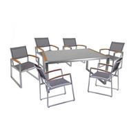 GARTEN-SITZGRUPPE Andy 7-teilig Kunststoffgewebe - Hellbraun, Kunststoff - DELUKE