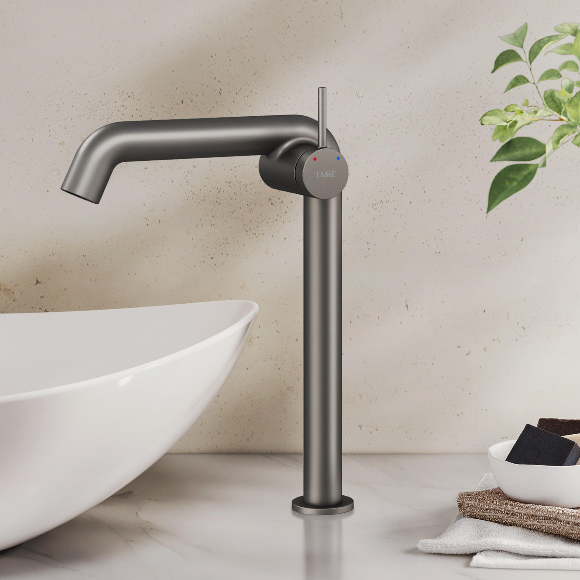 WASCHTISCHARMATUR Wasserzulaufrohr aus Edelstahl Anthrazit Matt 26cm - Anthrazit, Metall (22/7.6/33.2cm) - EMKE