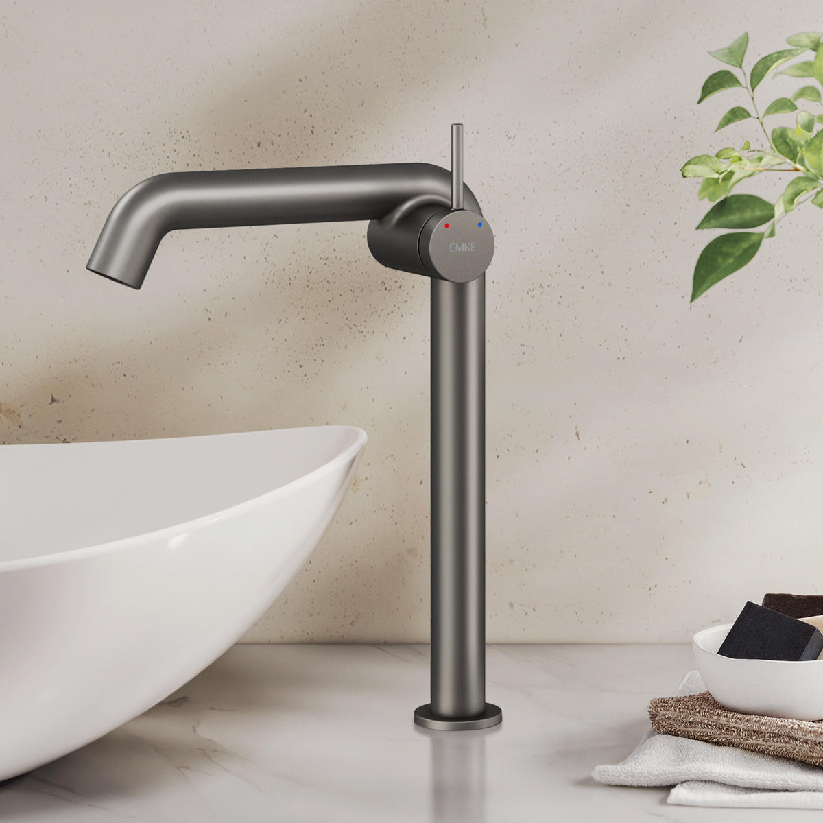 WASCHTISCHARMATUR Wasserzulaufrohr aus Edelstahl Anthrazit Matt 26cm - Anthrazit, Metall (22/7.6/33.2cm) - EMKE